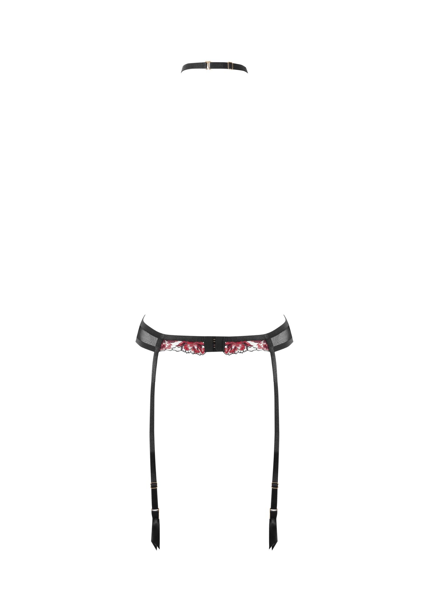 Bluebella Calista Suspender Harness (Black / Cherry Red) | Avec Amour Lingerie
