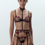Bluebella Calista Suspender Harness (Black / Cherry Red) | Avec Amour Lingerie