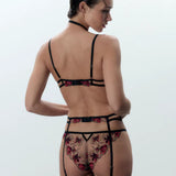 Bluebella Calista Suspender Harness (Black / Cherry Red) | Avec Amour Lingerie
