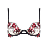 Bluebella Calista Wired Floral Bra (Black / Cherry Red) | Avec Amour Lingerie