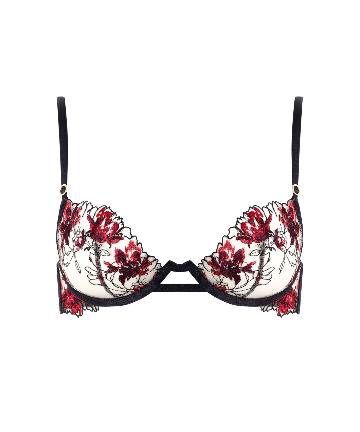 Bluebella Calista Wired Floral Bra (Black / Cherry Red) | Avec Amour Lingerie