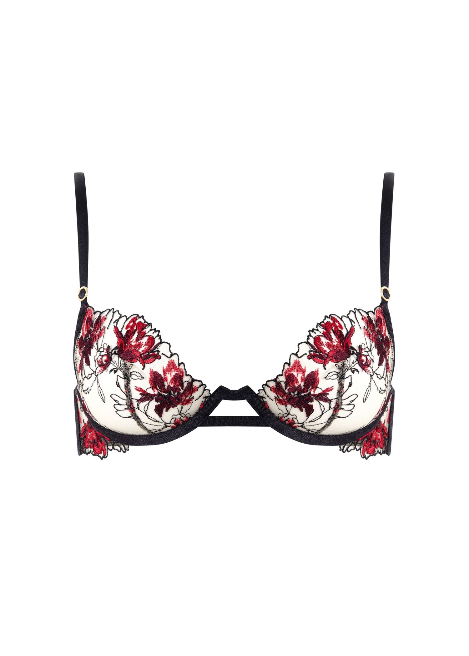 Bluebella Calista Wired Floral Bra (Black / Cherry Red) | Avec Amour Lingerie
