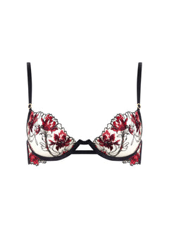 Bluebella Calista Wired Floral Bra (Black / Cherry Red) | Avec Amour Lingerie