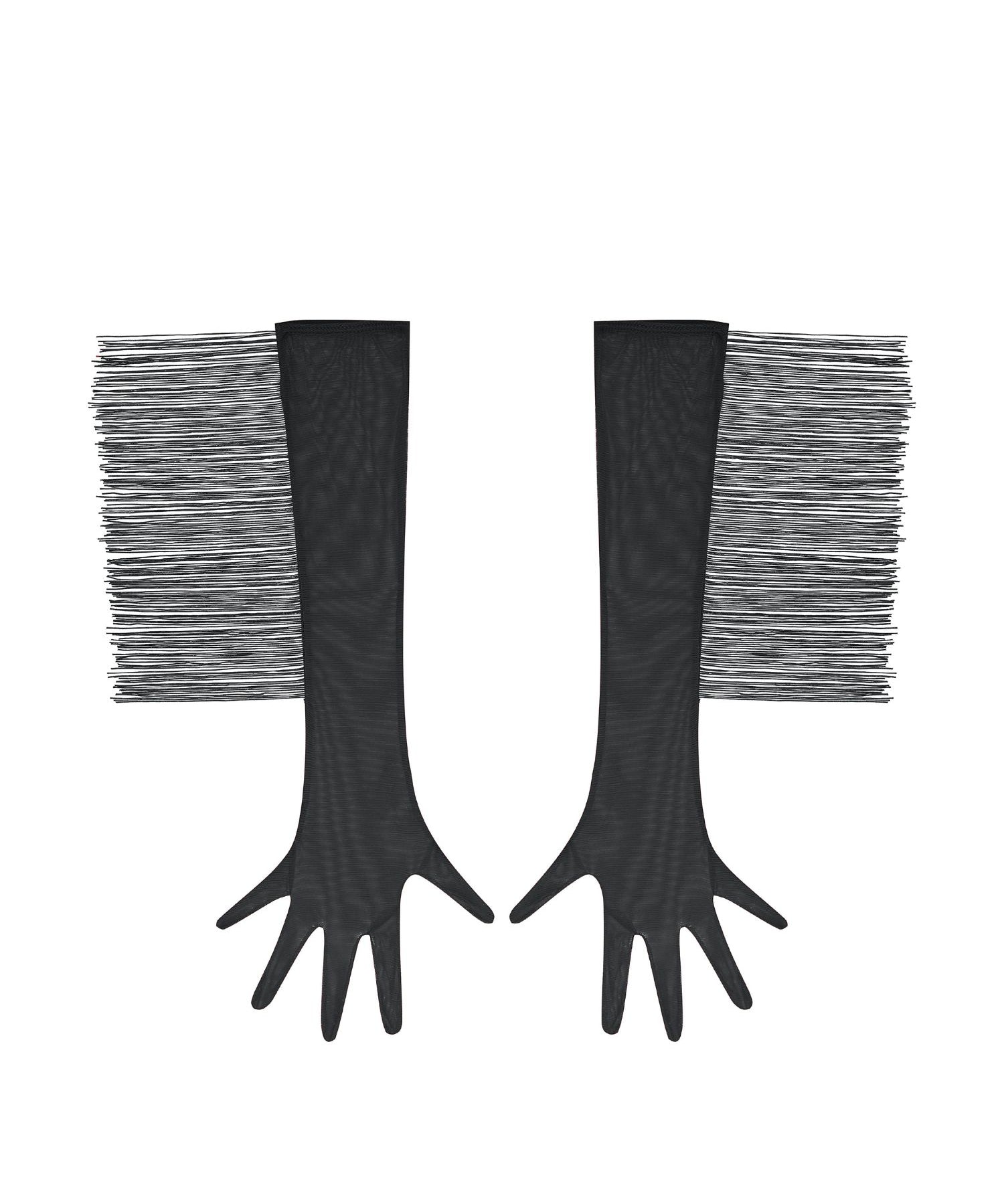 Baed Stories Long Mesh Gloves With Fringe (Black) | Avec Amour