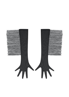 Baed Stories Long Mesh Gloves With Fringe (Black) | Avec Amour