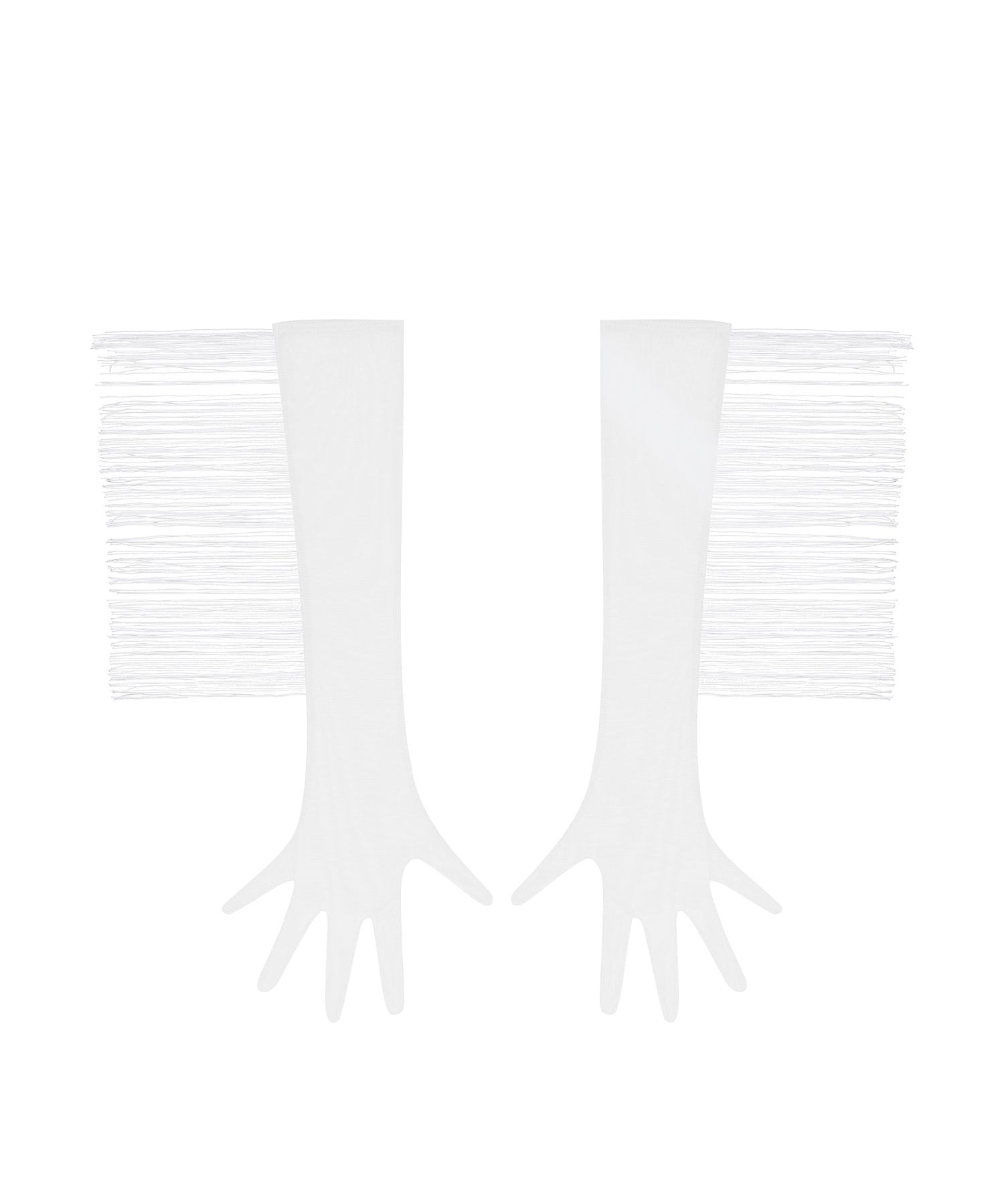 Baed Stories Long Mesh Gloves With Fringe (White) | Avec Amour