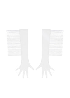 Baed Stories Long Mesh Gloves With Fringe (White) | Avec Amour