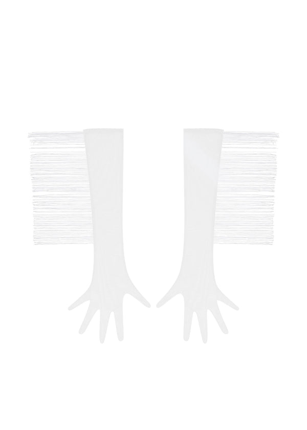 Baed Stories Long Mesh Gloves With Fringe (White) | Avec Amour