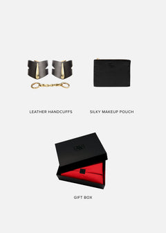 BIND ME Bondage Gift Set (Small) | AVAM Molten Handcuffs, Silk Makeup Pouch