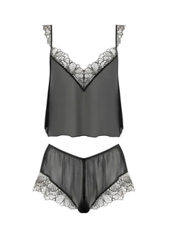 Bluebella Amasora Cami & Short Set (Black/Sheer) | Avec Amour Luxury Lingerie