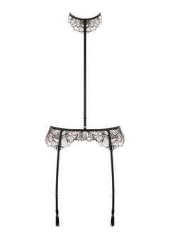 Bluebella Amasora Suspender Harness (Black/Sheer) | Avec Amour Luxury Lingerie