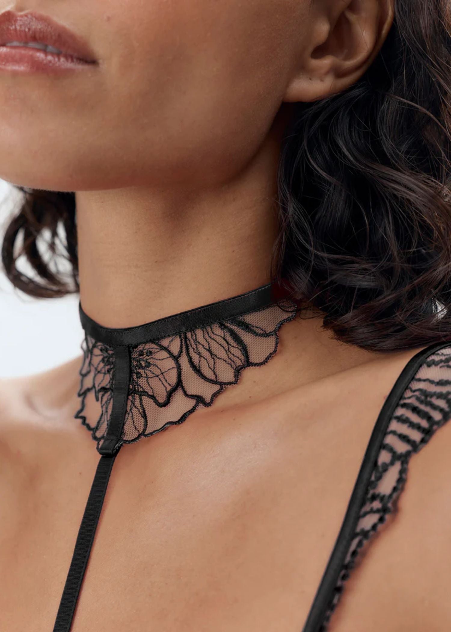 Bluebella Amasora Suspender Harness (Black/Sheer) | Avec Amour Luxury Lingerie