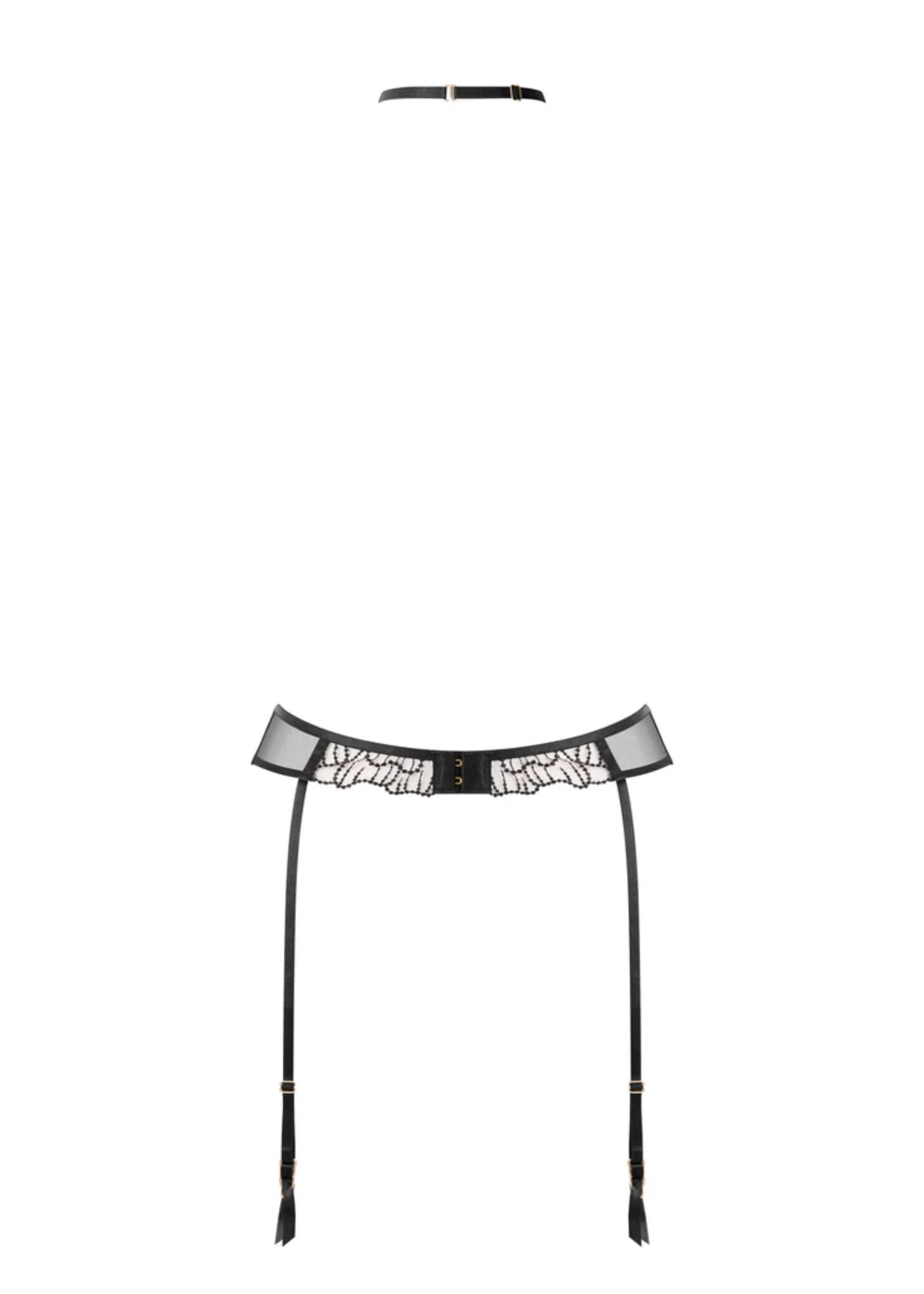 Bluebella Amasora Suspender Harness (Black/Sheer) | Avec Amour Luxury Lingerie