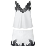 Bluebella Anastasia Luxury Satin Cami & Short Set (Ivory/Black) | Avec Amour Luxury Lingerie
