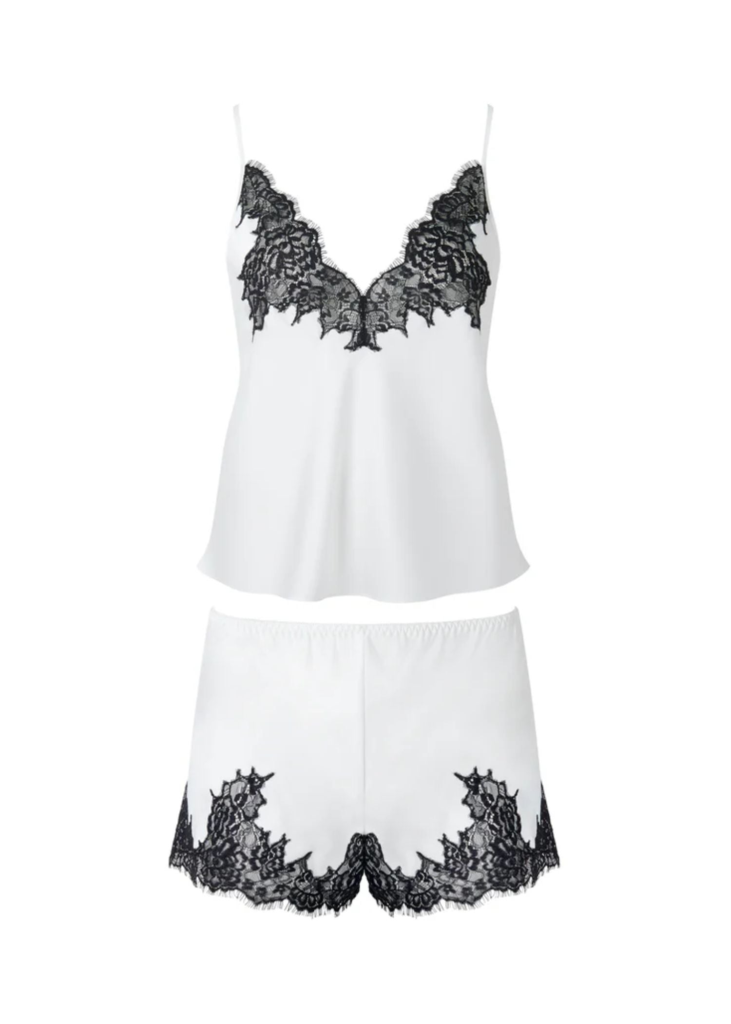 Bluebella Anastasia Luxury Satin Cami & Short Set (Ivory/Black) | Avec Amour Luxury Lingerie