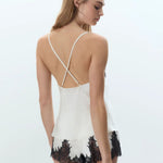 Bluebella Anastasia Luxury Satin Cami & Short Set (Ivory/Black) | Avec Amour Luxury Lingerie