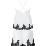 Bluebella Anastasia Luxury Satin Cami & Short Set (Ivory/Black) | Avec Amour Luxury Lingerie