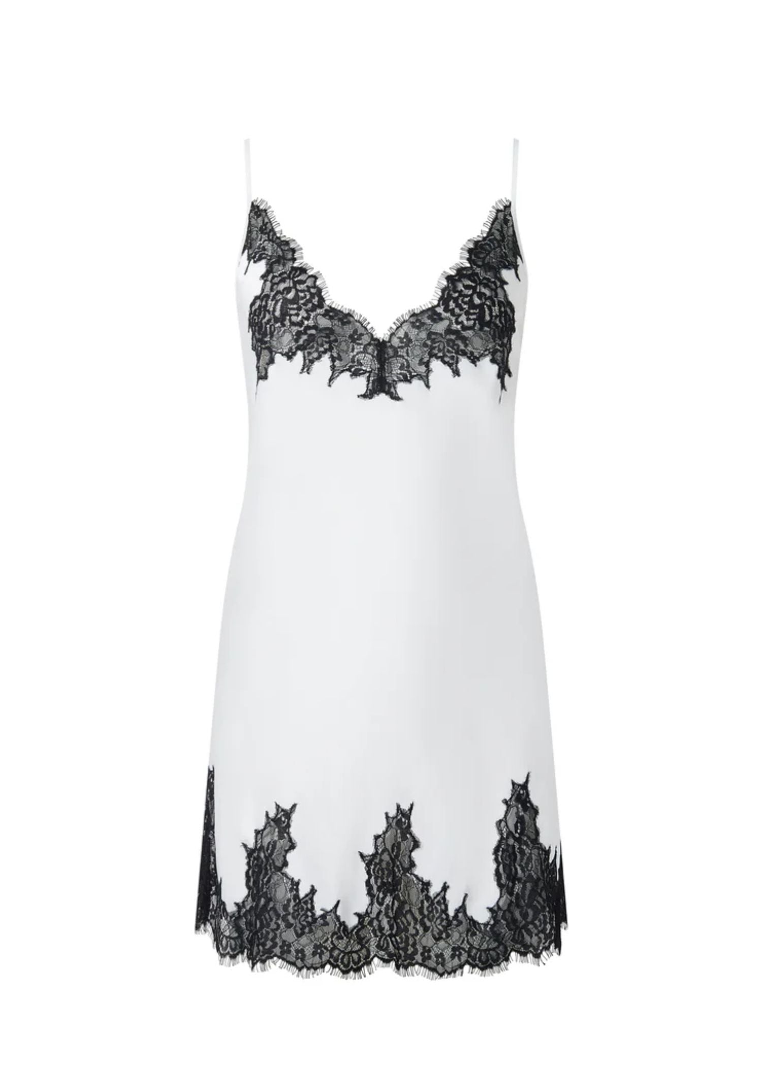 Bluebella Anastasia Luxury Satin Short Chemise (Ivory/Black) | Avec Amour Luxury Lingerie