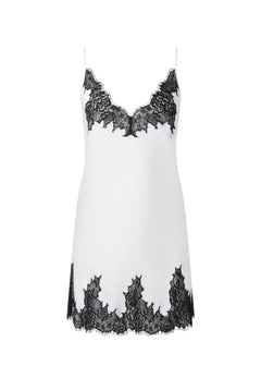 Bluebella Anastasia Luxury Satin Short Chemise (Ivory/Black) | Avec Amour Luxury Lingerie