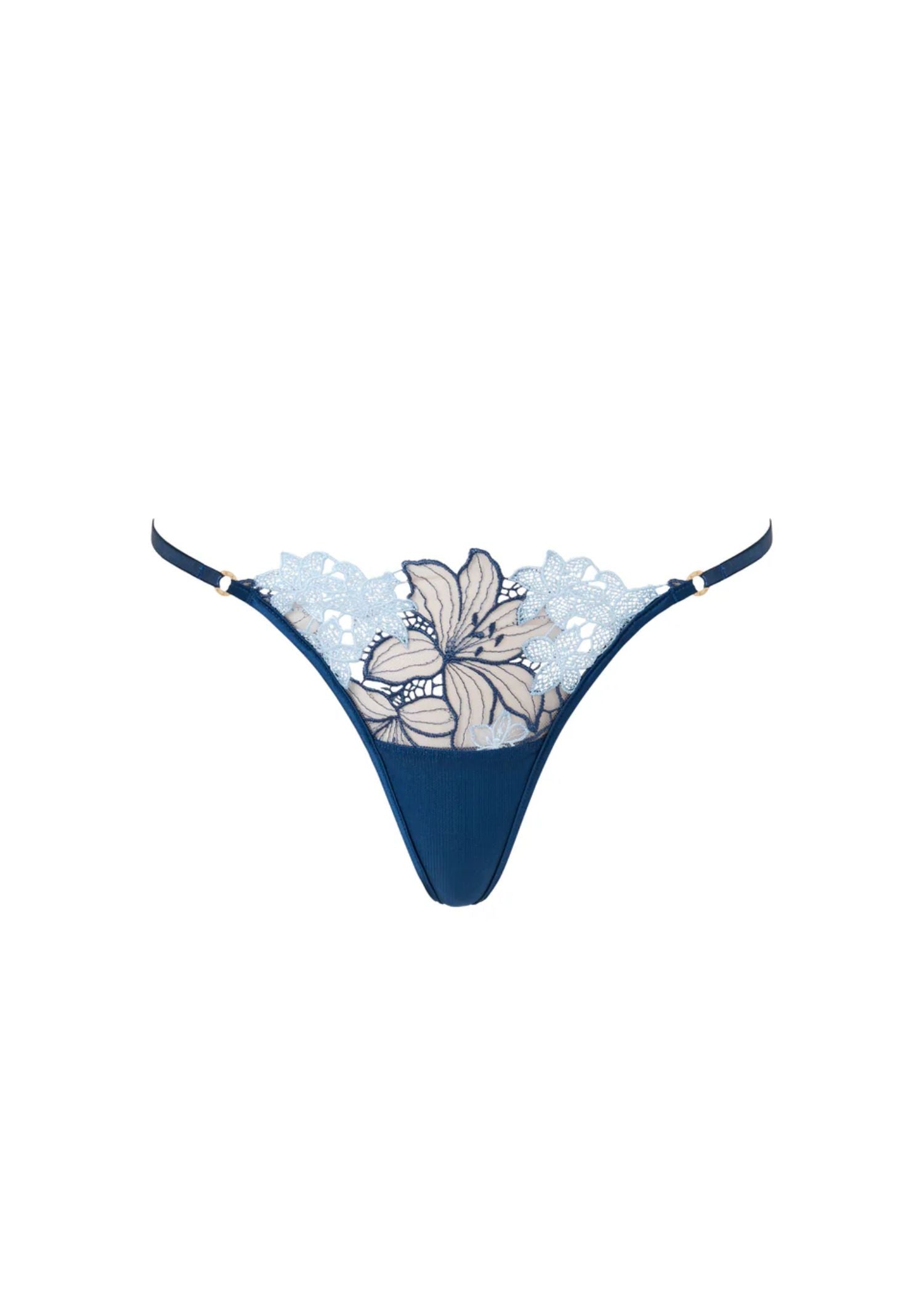 Bluebella Calantha Thong (Navy Peony / Ice Water Blue) | Avec Amour Luxury Lingerie