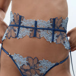 Bluebella Calantha Waspie Suspender (Navy Peony / Ice Water Blue) | Avec Amour Luxury Lingerie