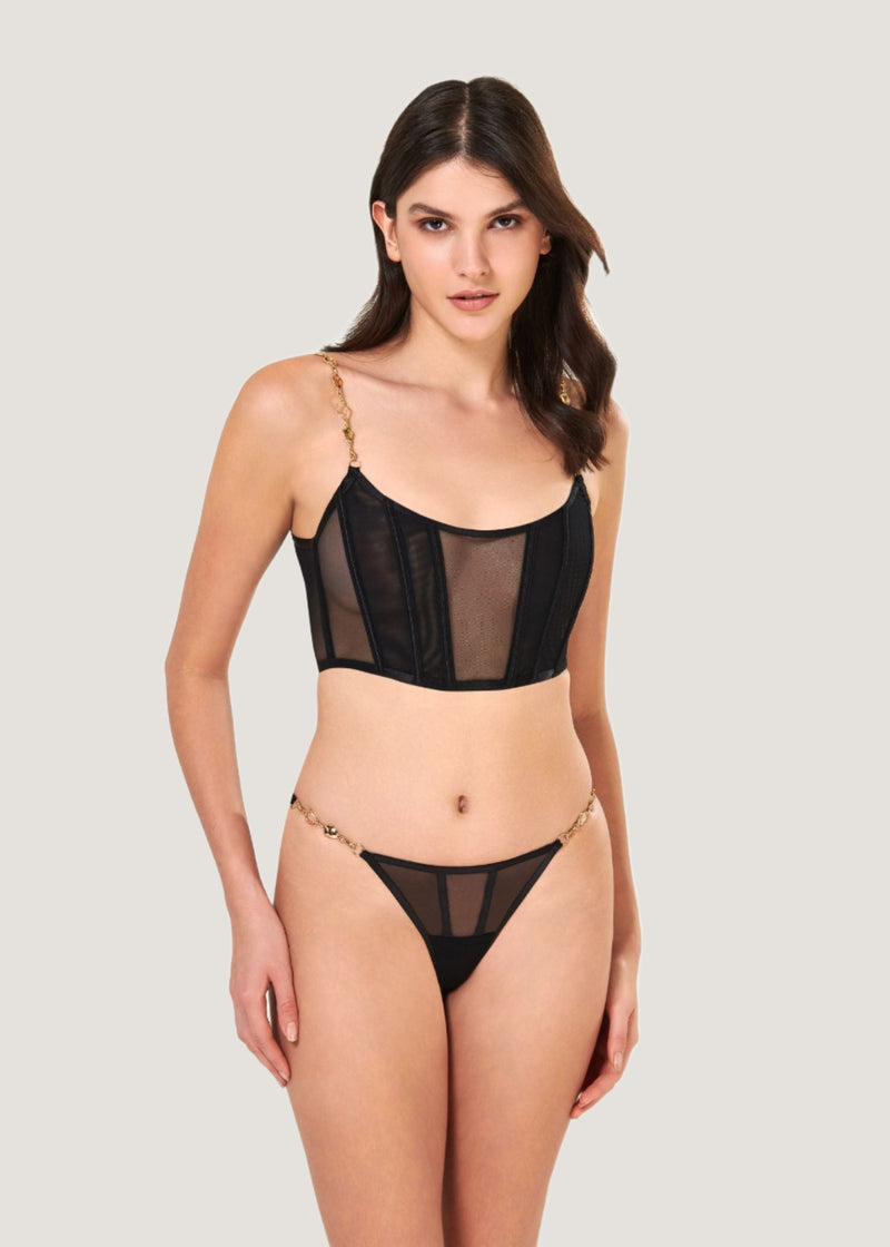 Bluebella Emery Soft Bustier (Black/Gold) | Avec Amour Lingerie
