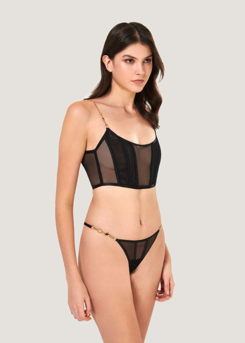Bluebella Emery Soft Bustier (Black/Gold) | Avec Amour Lingerie