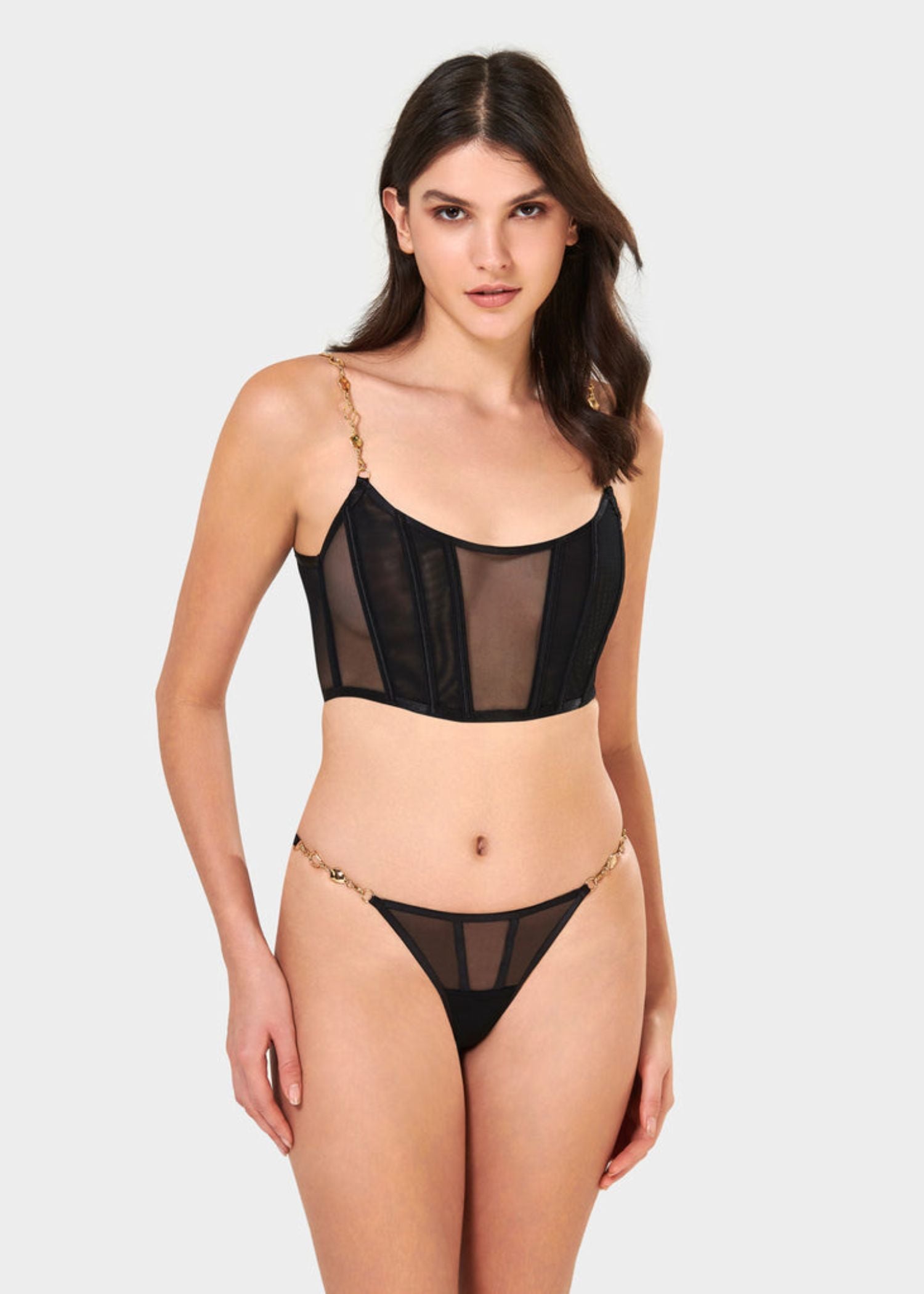 Bluebella Emery Thong (Black/Gold) | Avec Amour Lingerie