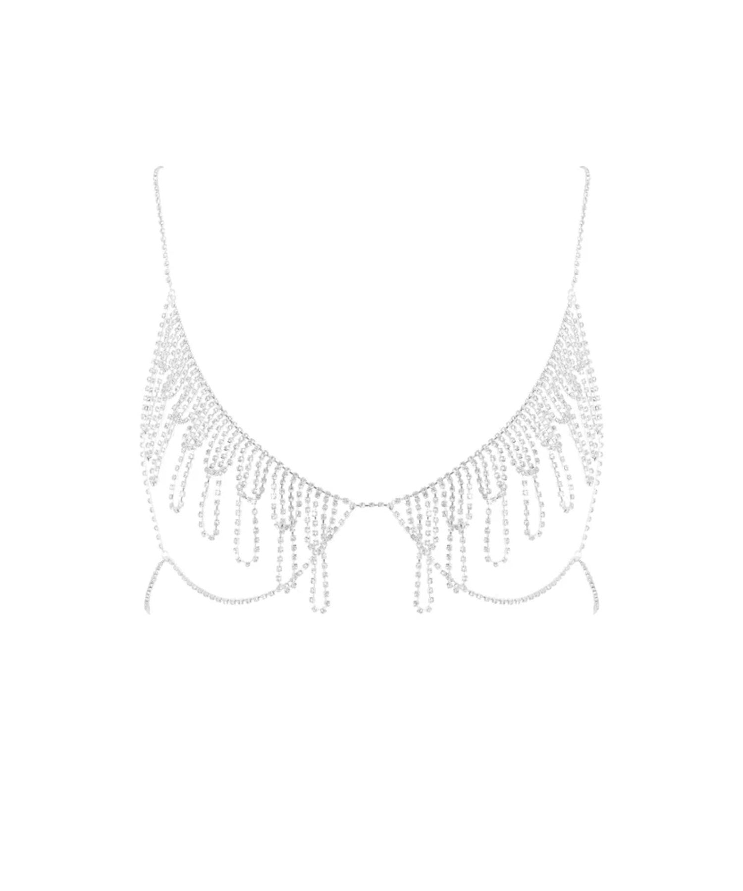 Bluebella Estelle Diamante Open Bra (Silver) | Avec Amour Lingerie