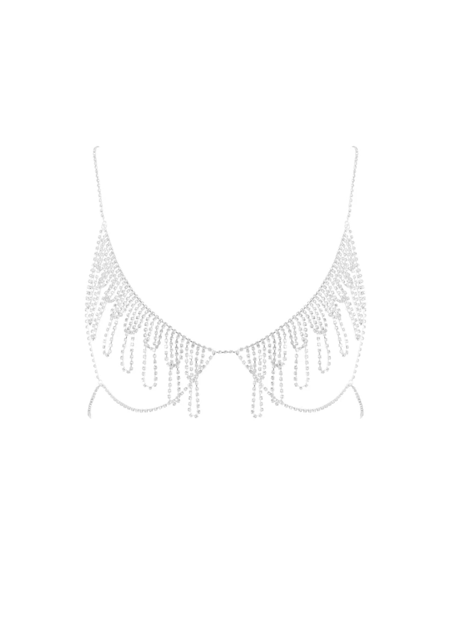 Bluebella Estelle Diamante Open Bra (Silver) | Avec Amour Lingerie