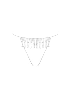 Bluebella Estelle Diamante Open Crotchless Thong (Silver) | Avec Amour Lingerie