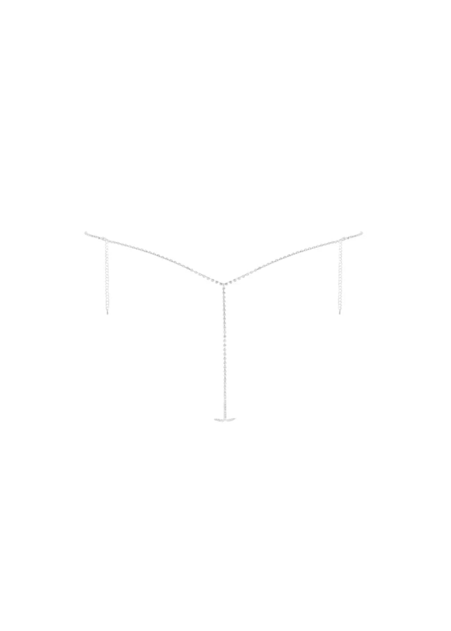 Bluebella Estelle Diamante Open Crotchless Thong (Silver) | Avec Amour Lingerie