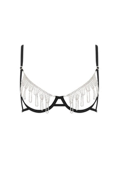 Bluebella Estelle Diamante Open Wired Bra (Black/Silver) | Avec Amour Lingerie