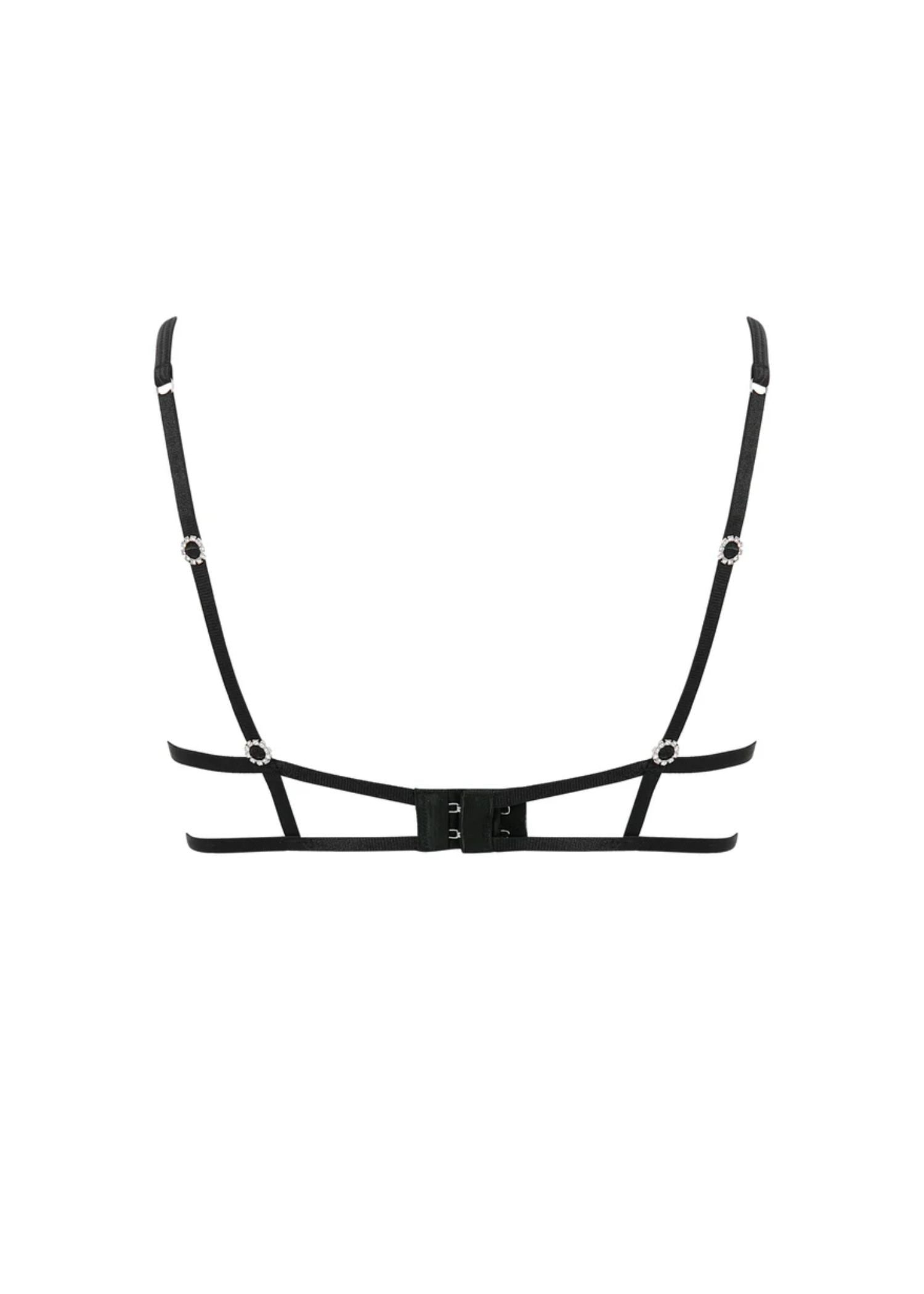 Bluebella Estelle Diamante Open Wired Bra (Black/Silver) | Avec Amour Lingerie