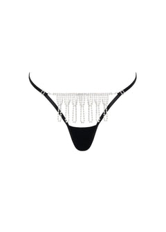Bluebella Estelle Diamante Thong (Black/Silver) | Avec Amour Lingerie