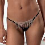 Bluebella Estelle Diamante Thong (Black/Silver) | Avec Amour Lingerie