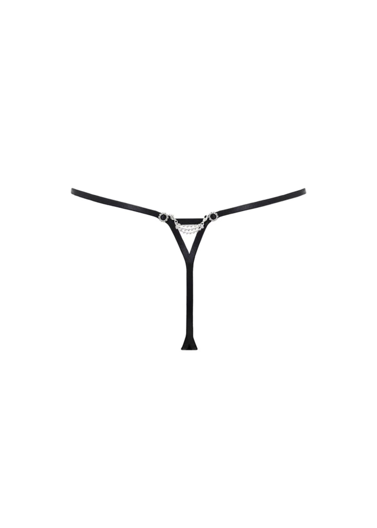 Bluebella Estelle Diamante Thong (Black/Silver) | Avec Amour Lingerie