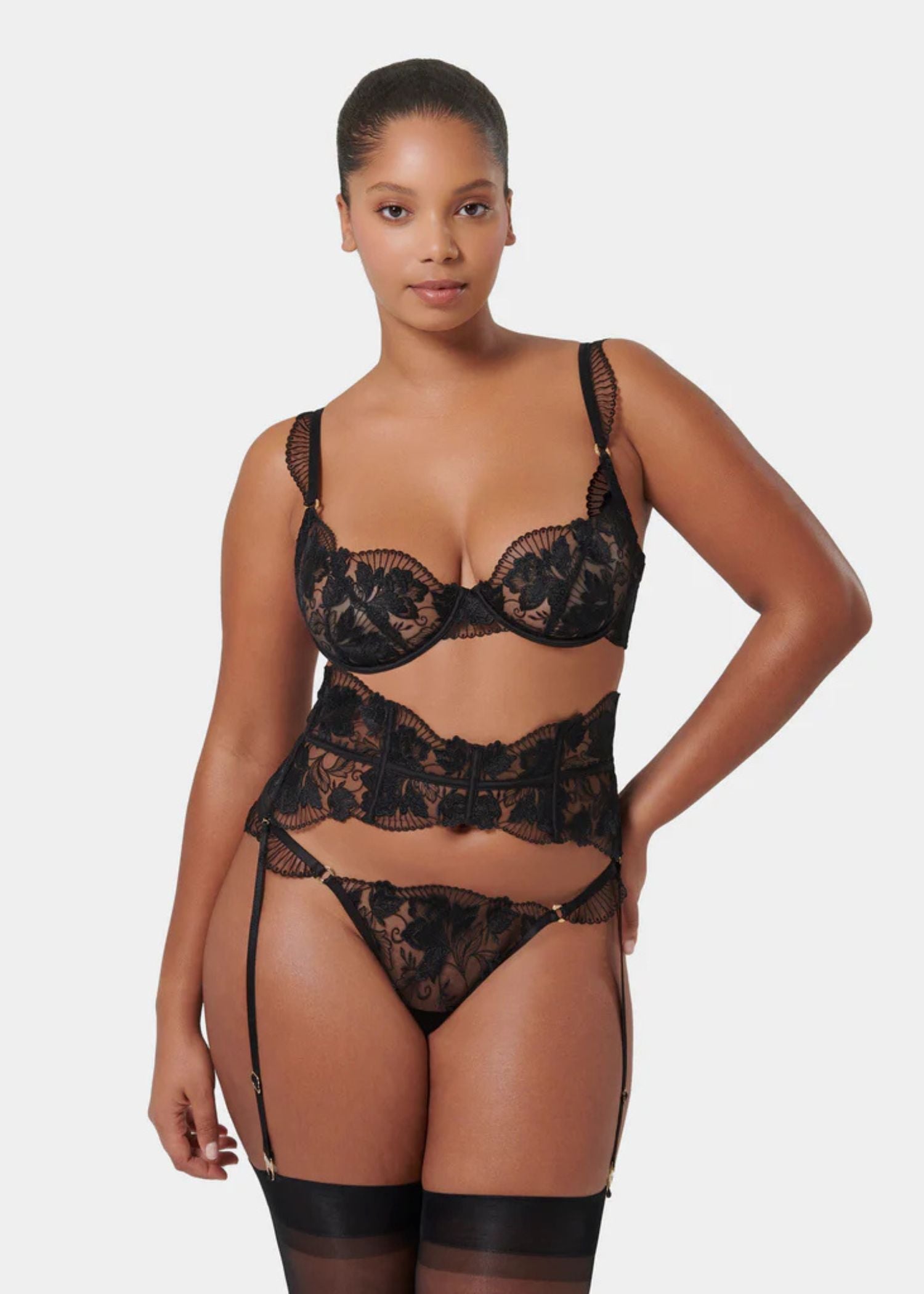 Bluebella Gabriella Waspie Suspender (Black) | Avec Amour Lingerie