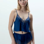 Bluebella Isabella Luxury Satin Cami and Short Set (Navy Blue)