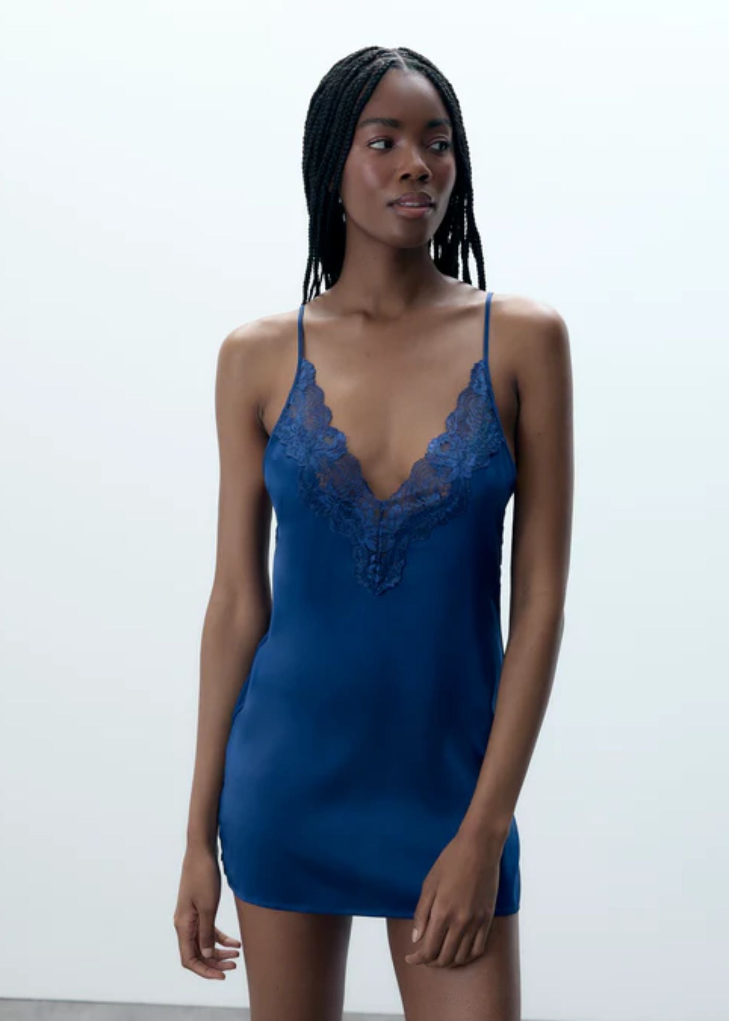 Bluebella Isabella Luxury Satin Short Chemise (Navy Blue)