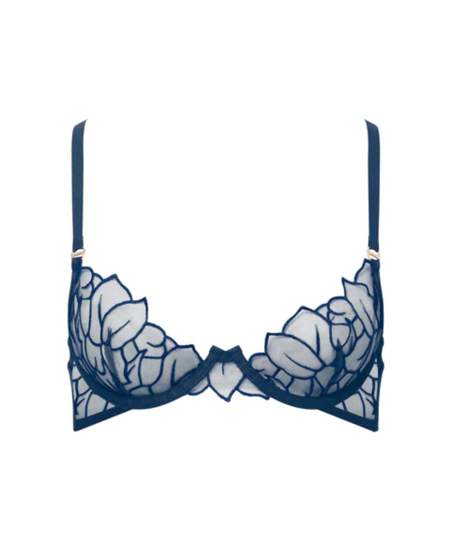 Bluebella Laurel Leaf Embroidered Underwired Bra (Navy Blue)
