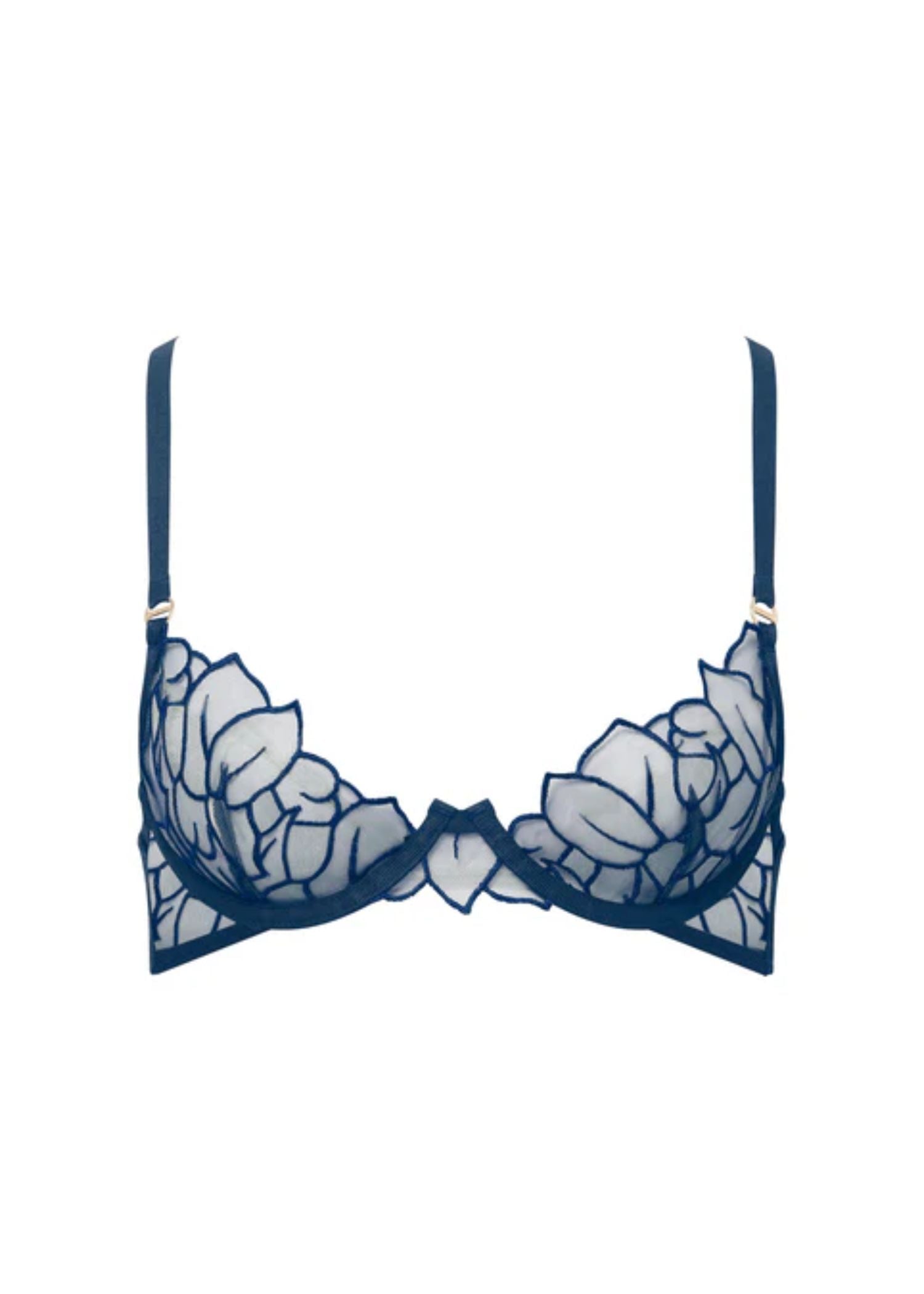 Bluebella Laurel Leaf Embroidered Underwired Bra (Navy Blue)