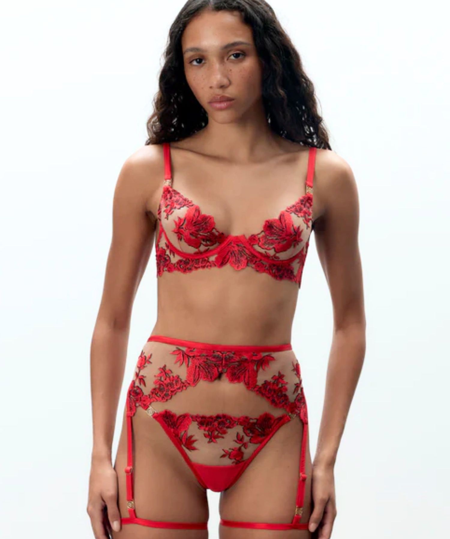 Bluebella Lavanya Longline Wired Bra (Red) | Avec Amour Lingerie