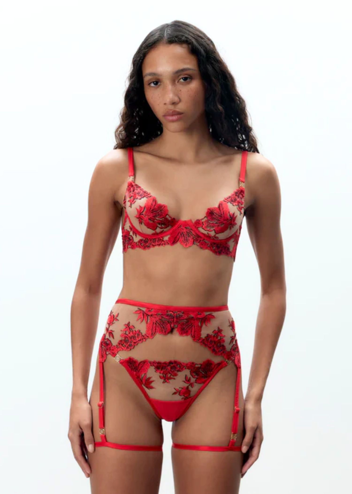 Bluebella Lavanya Longline Wired Bra (Red) | Avec Amour Lingerie