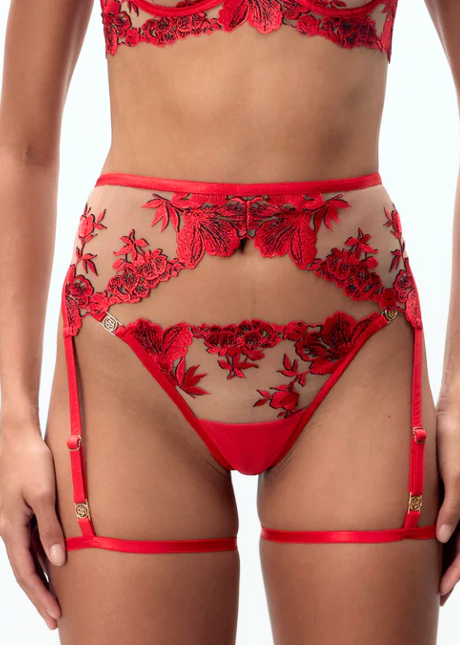 Bluebella Lavanya Suspender Thigh Harness (Red) | Avec Amour Lingerie