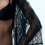 Bluebella Madeline Luxury Sheer Lace Kimono Robe Gown in Black