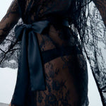Bluebella Madeline Luxury Sheer Lace Kimono Robe Gown in Black