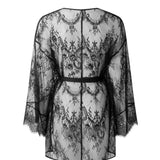Bluebella Madeline Luxury Sheer Lace Kimono Robe Gown in Black
