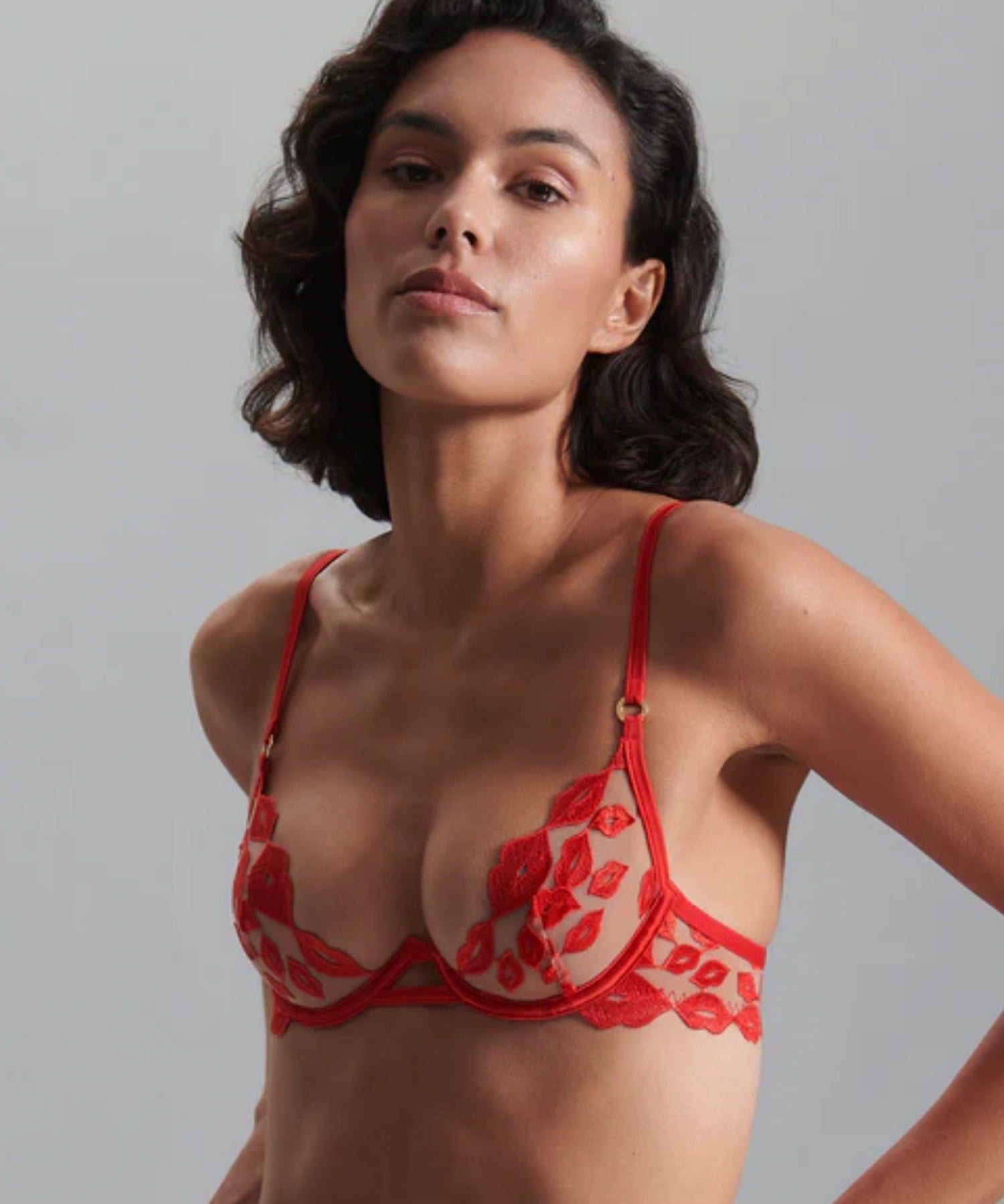 Bluebella MARIAN Wired Bra (Tomato Red/Sheer) | Avec Amour Sexy Lingerie