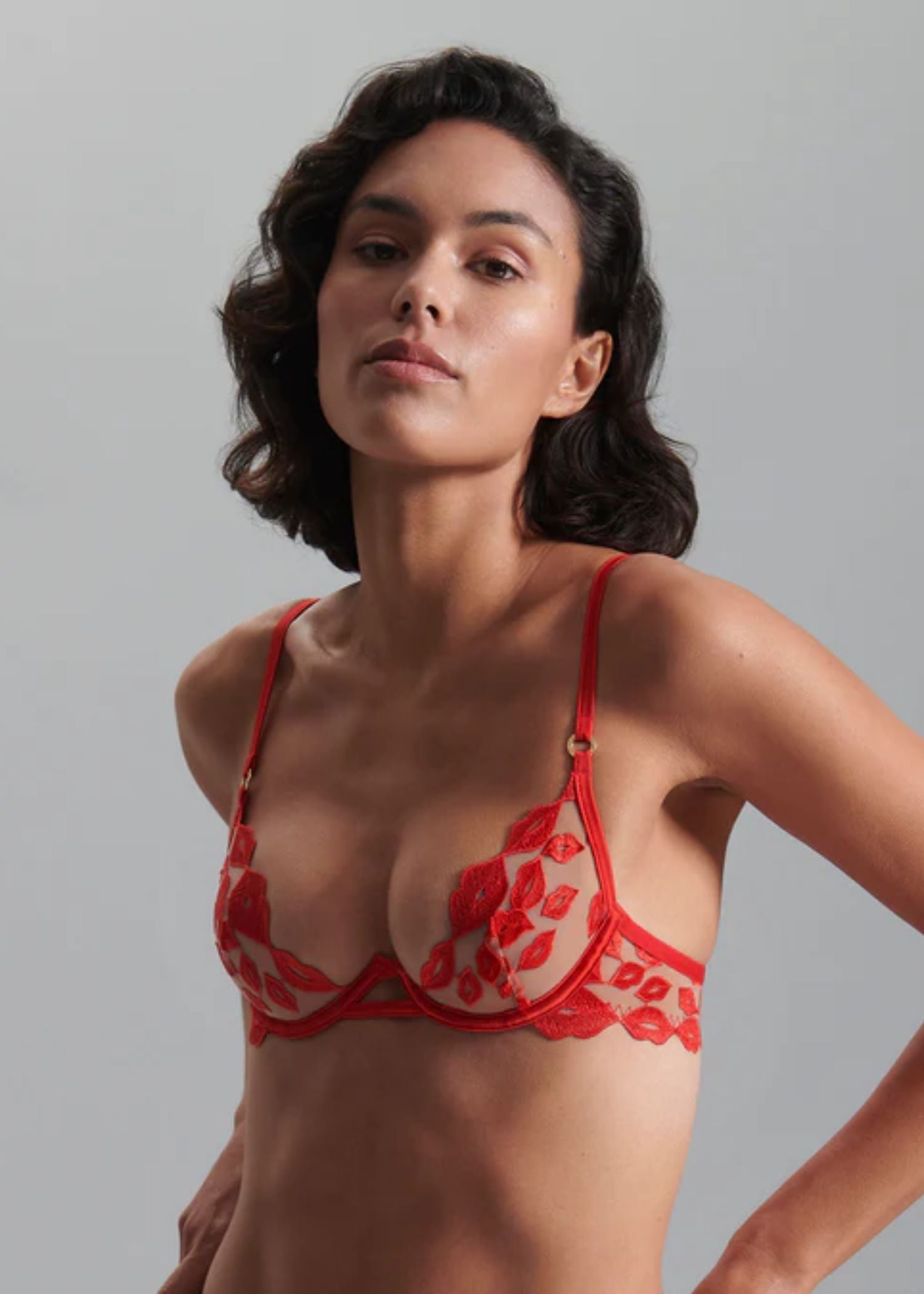 Bluebella MARIAN Wired Bra (Tomato Red/Sheer) | Avec Amour Sexy Lingerie
